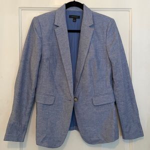 Lightweight Ann Taylor Blazer in Light Blue w/ White Stitch (Size 6 or M/Medium)